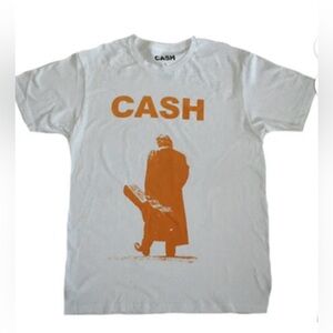 Johnny Cash Men's White “CASH" T-Shirt with Graphic Logo Unisex Size 2XL